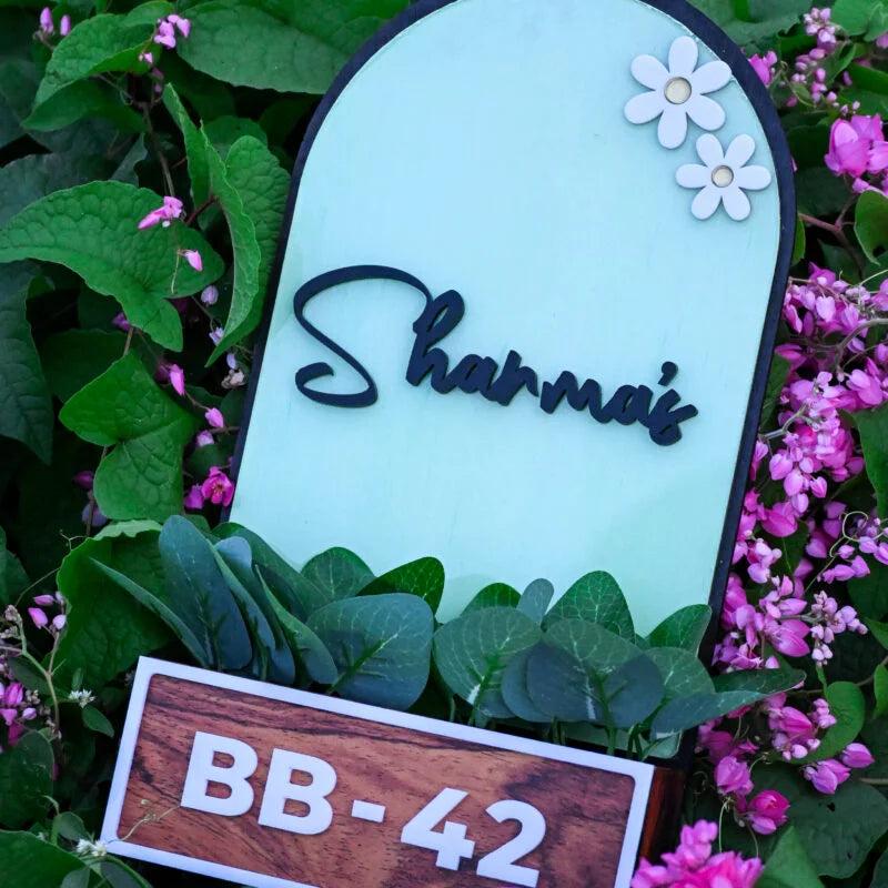 House Name Planter Lavender & Maroon And Aqua Green