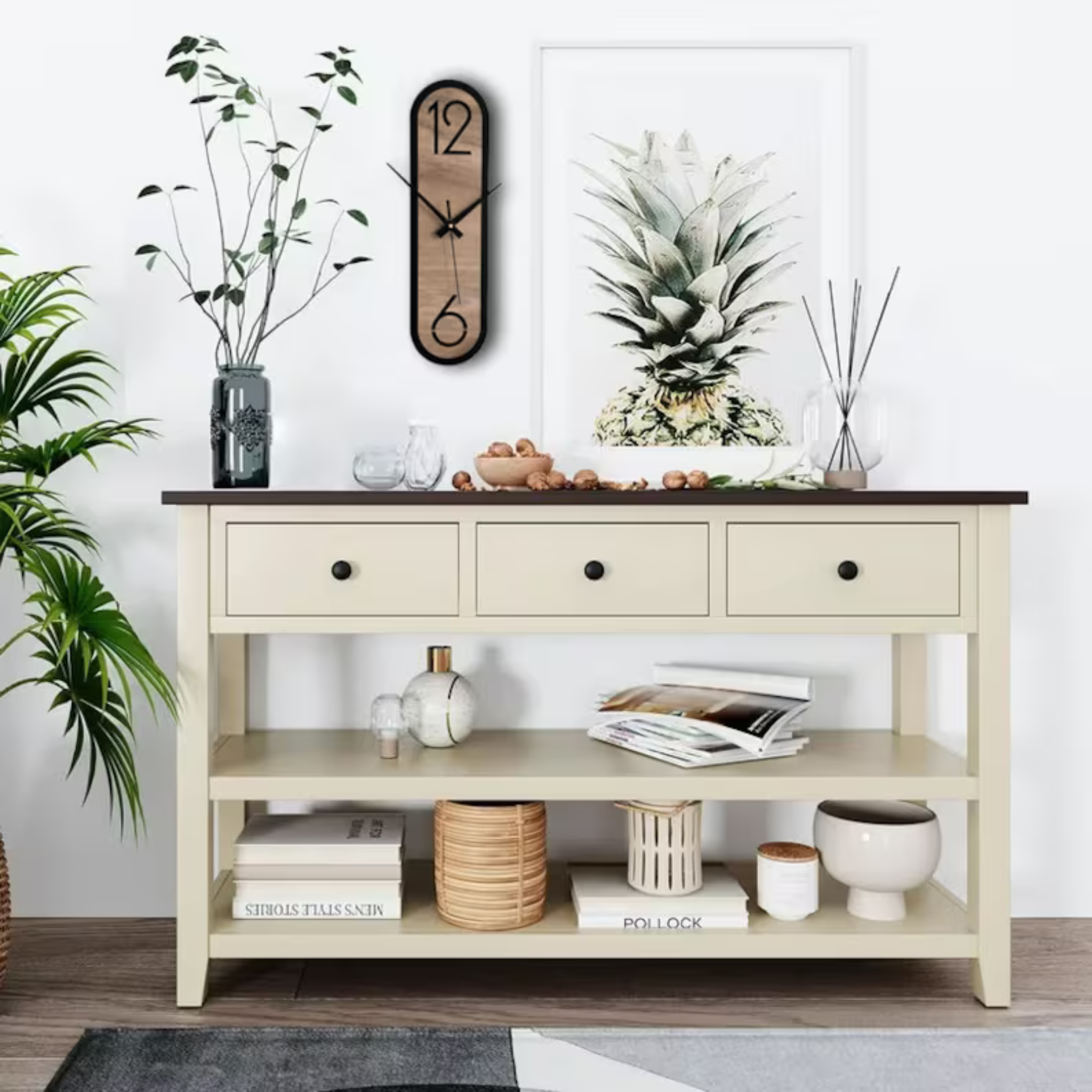 Minimalist Wall Clock - Long Oval Design For Home & Office Decor