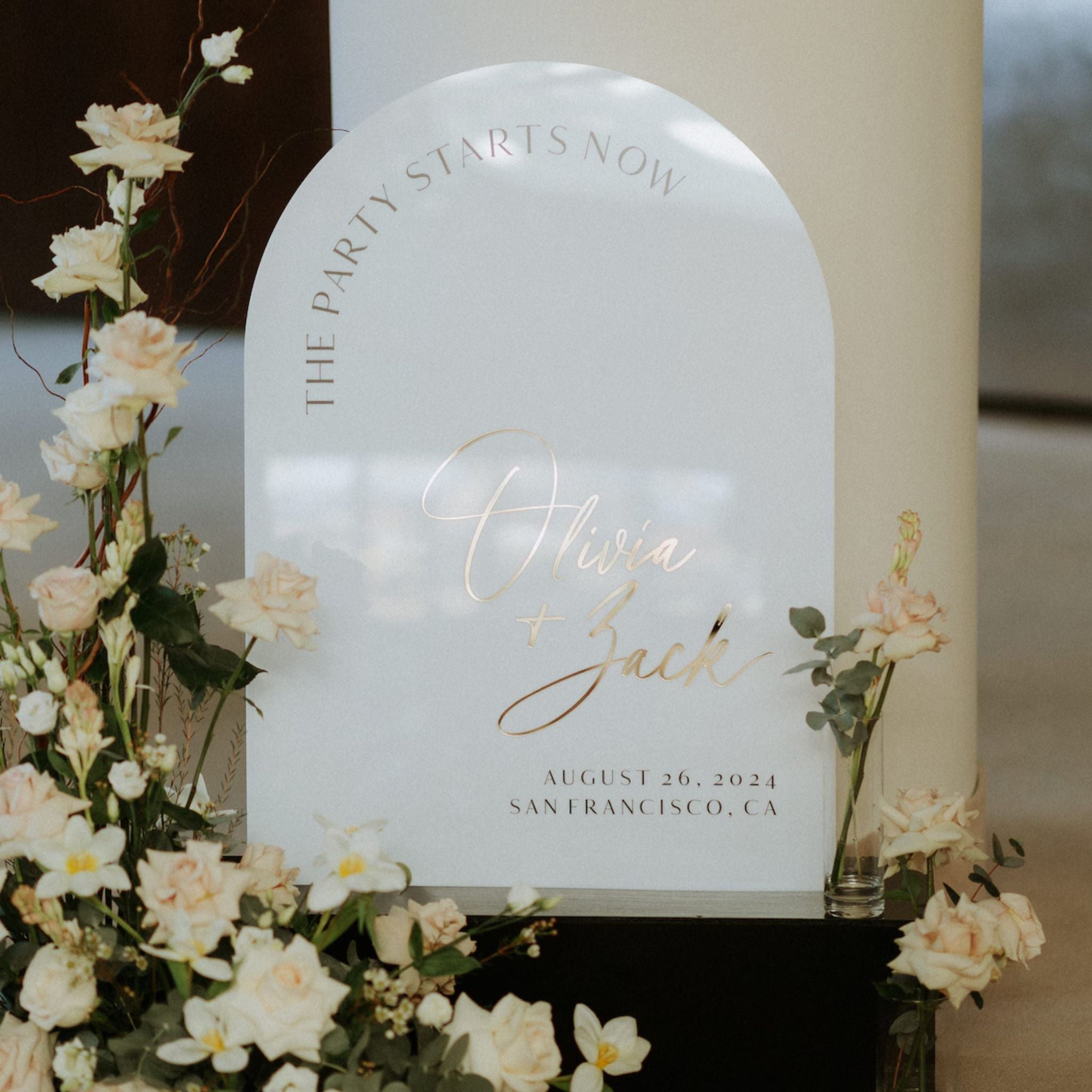 Wedding Sign - ArchWhite Acrylic & Gold Mirror Reception Welcome Decor